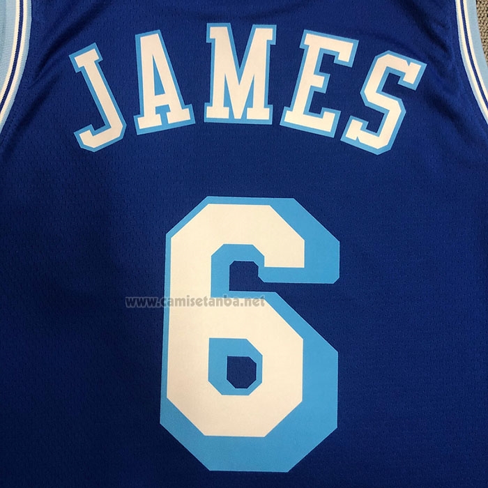 Camiseta Los Angeles Lakers LeBron James #6 Hardwood Classic 2021-2022 Azul